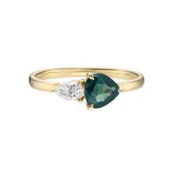 Tomfoolery DUO Teal Sapphire and Diamond Ring Discount