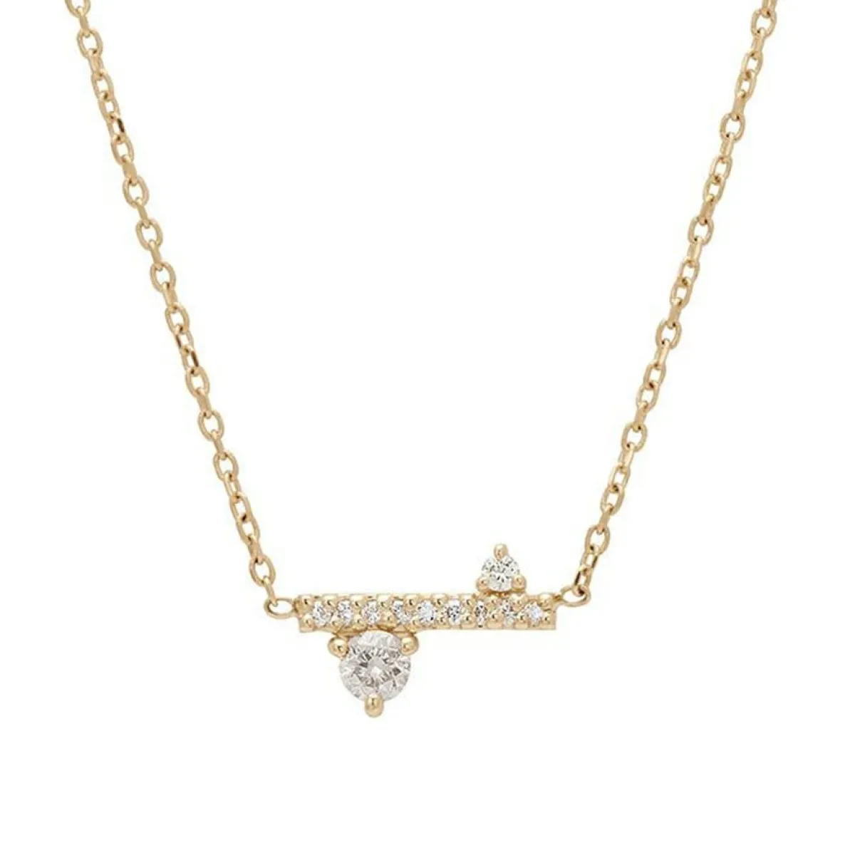 Tomfoolery Dusted Meridian 14ct Yellow Gold Diamond Necklace New