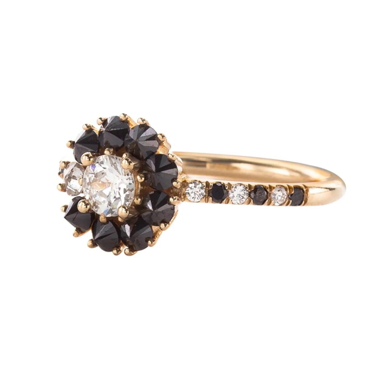 Tomfoolery Eclipse Diamond & 14ct Yellow Gold Cluster Ring Discount