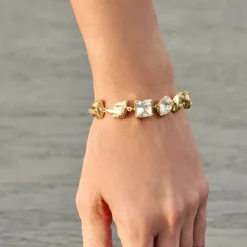 Tomfoolery Eda Gold & White Sapphire Bracelet New