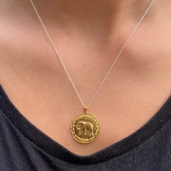 Tomfoolery Elephant Coin Pendant in Gold Vermeil Sale