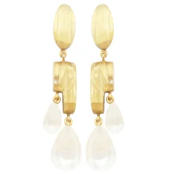 Tomfoolery Elisa Resin Earrings in Pearl Clearance