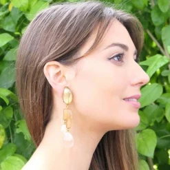 Tomfoolery Elisa Resin Earrings in Pearl Clearance