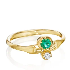 Tomfoolery Emerald and Diamond Tiny Hands Ring Fashion