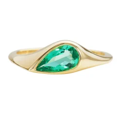 Tomfoolery Emerald Pear Cut Solitaire Ring Discount
