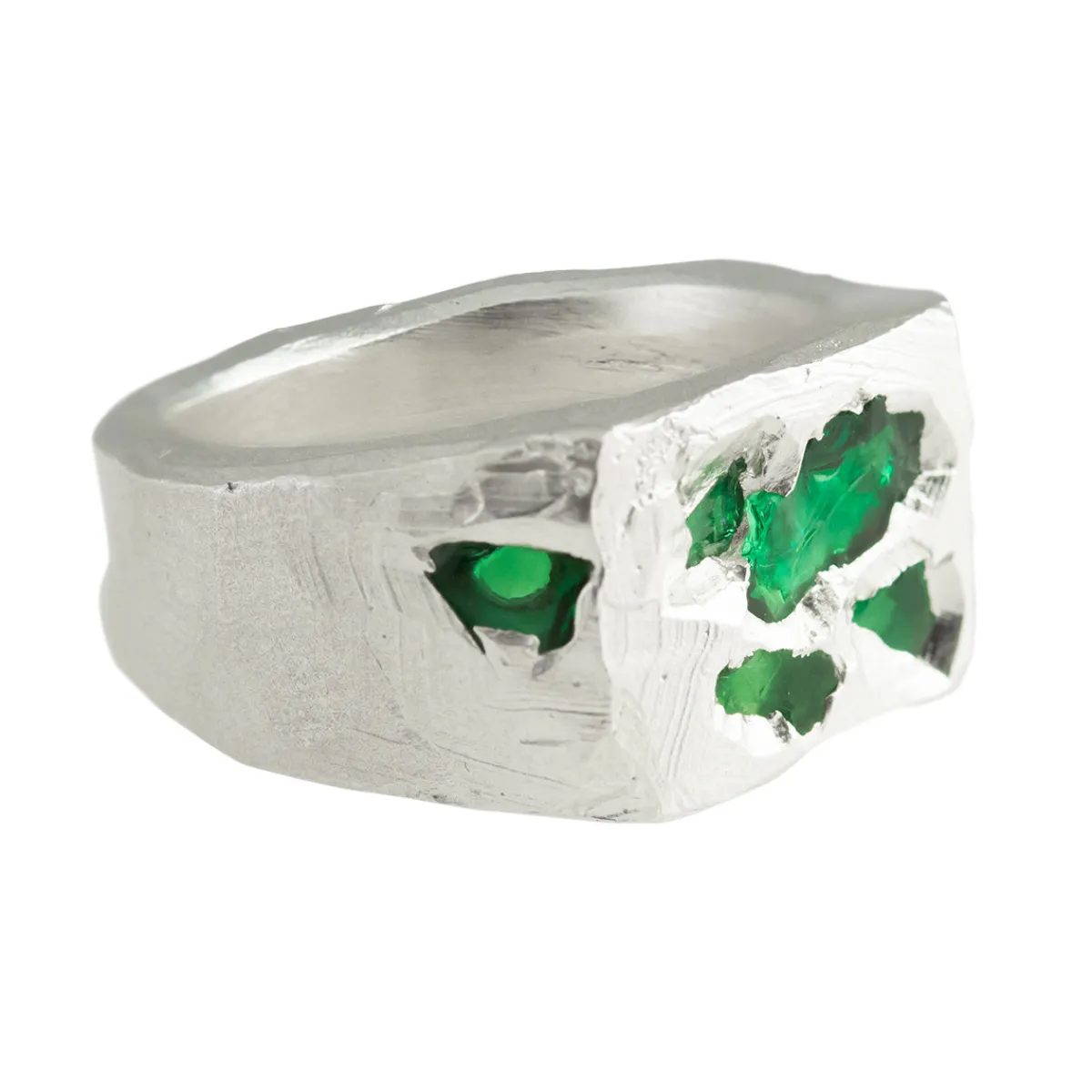 Tomfoolery Emerald Scatter Signet Ring Clearance