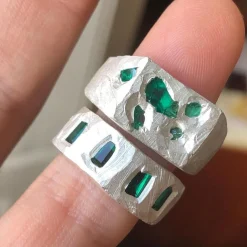 Tomfoolery Emerald Scatter Signet Ring Clearance