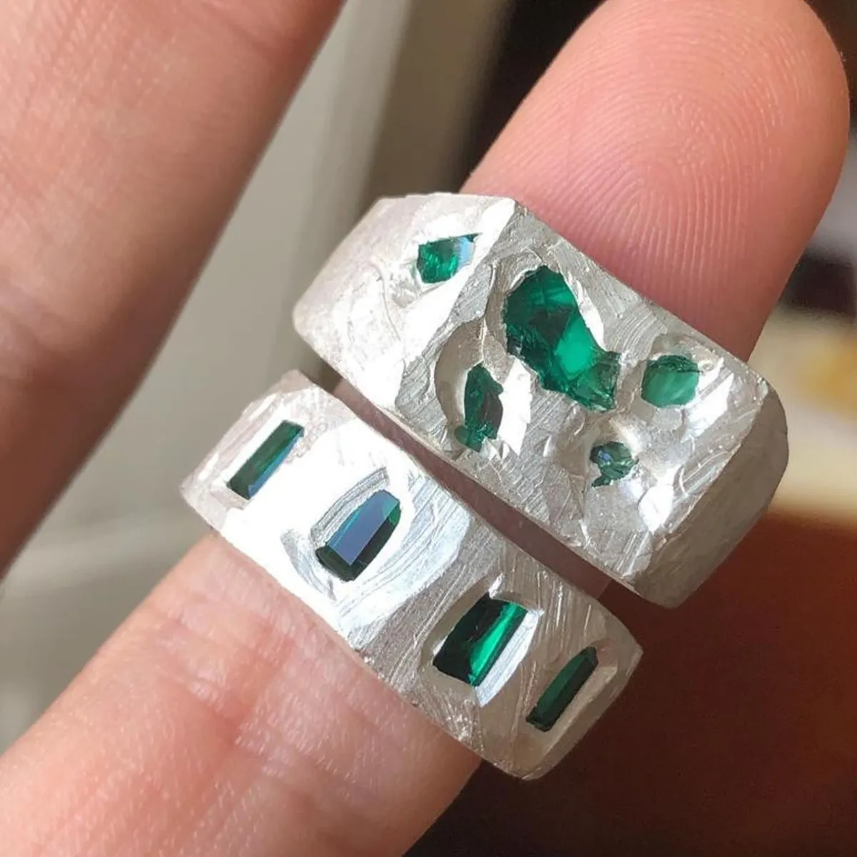 Tomfoolery Emerald Scatter Signet Ring Clearance