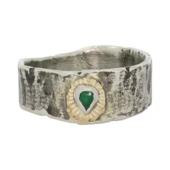 Tomfoolery Emerald Signature Band in Silver and 14ct Yellow Gold Hot