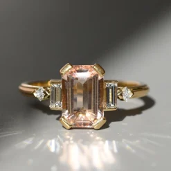 Tomfoolery Empire Five Step Morganite & Diamond Ring New