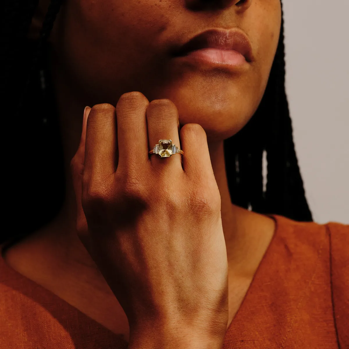 Tomfoolery Empire Stature Five Step Yellow Sapphire Ring Hot
