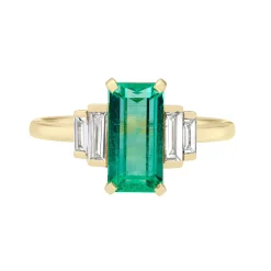 Tomfoolery Empire Step Baguette Diamond & Emerald Ring Discount