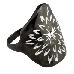 Tomfoolery Engraved Black Silver Ring(Out of Stock) Fashion