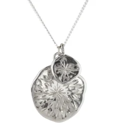 Tomfoolery Engraved Silver Flower Double Pendant Outlet