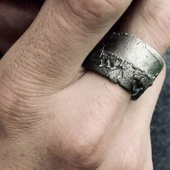 Tomfoolery “Erzulie” Wide Textured Tin Ring Discount