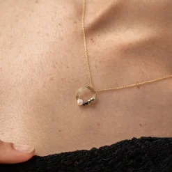 Tomfoolery Esma Gold, Spinel & Pearl Oval Pendant Clearance