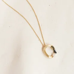 Tomfoolery Esma Gold, Spinel & Pearl Oval Pendant Clearance