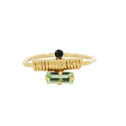 Tomfoolery Ettore Green Baguette & Black Dot Ring Sale