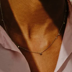 Tomfoolery Eugenie Champagne Diamond Scatter Necklace Hot