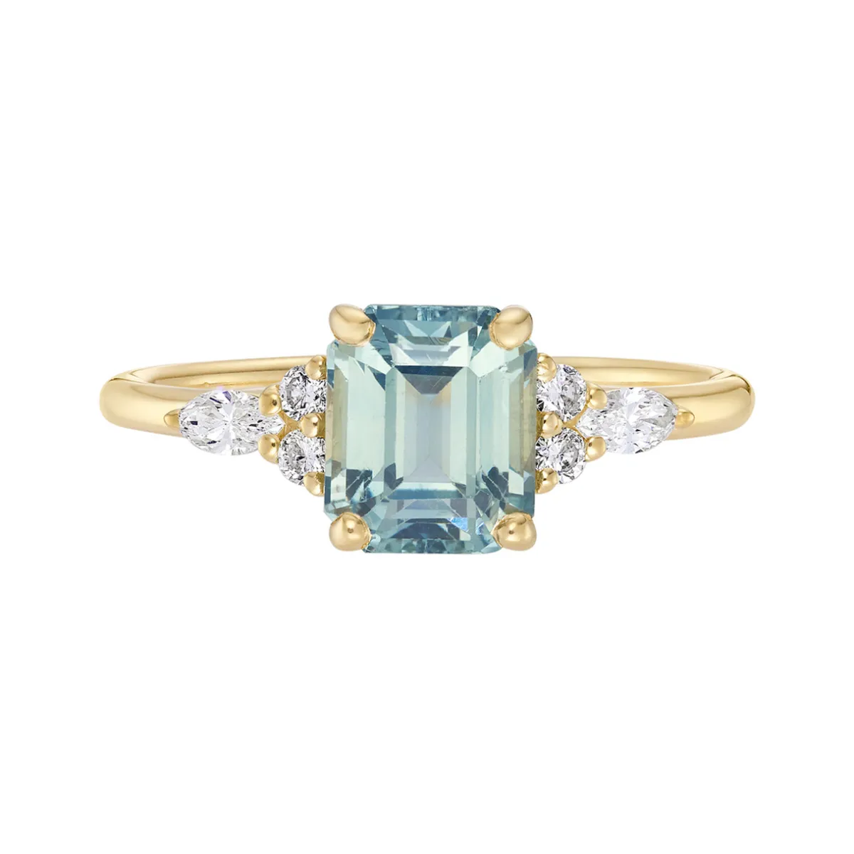 Tomfoolery Eugenie Teal Octagon Sapphire & Diamond Ring Best