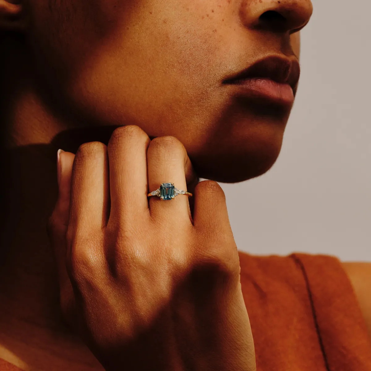 Tomfoolery Eugenie Teal Octagon Sapphire & Diamond Ring Best