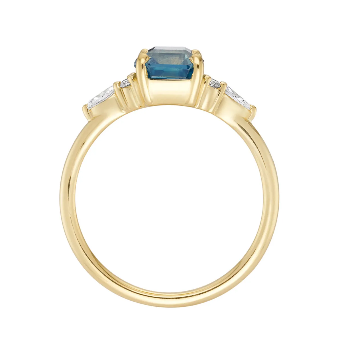Tomfoolery Eugenie Teal Octagon Sapphire & Diamond Ring Best