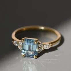 Tomfoolery Eugenie Teal Octagon Sapphire & Diamond Ring Best
