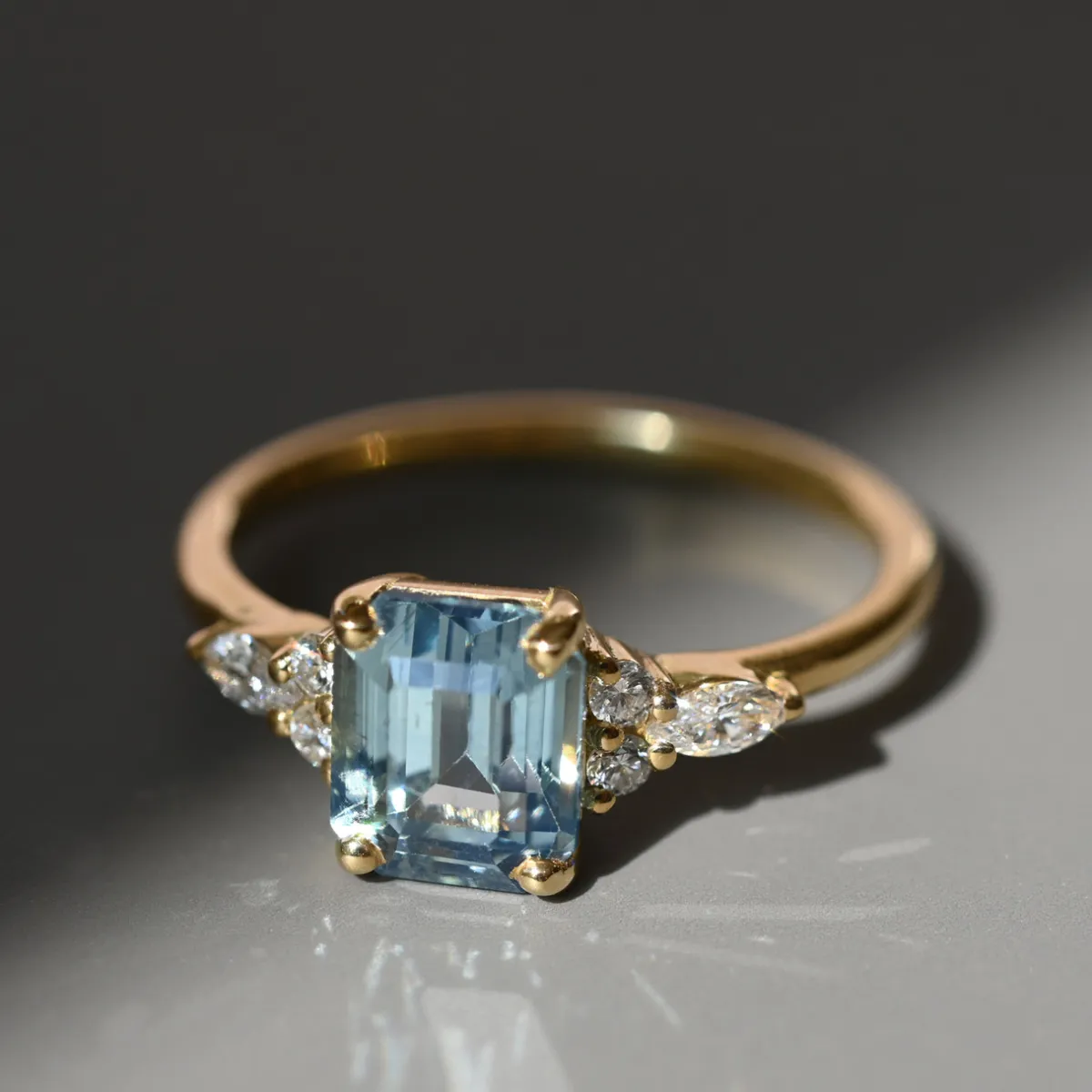 Tomfoolery Eugenie Teal Octagon Sapphire & Diamond Ring Best