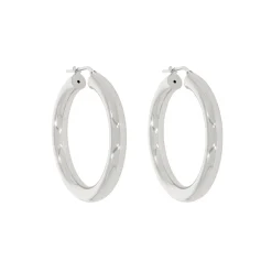 Tomfoolery Extra Large Chunky Tube Silver Hoop 40mm Sale