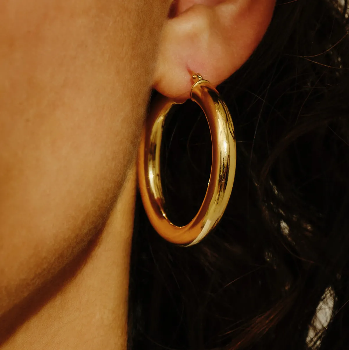 Tomfoolery Extra Large Chunky Tube Silver Gold Plated Hoop 40mm Outlet
