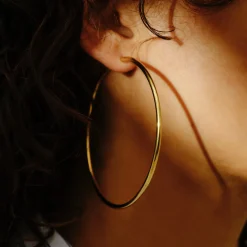 Tomfoolery Extra Large Sleeper Gold Plated Silver Hoop 70mm Discount