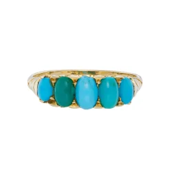 Tomfoolery Five Stone Engraved Turquoise Ring Clearance