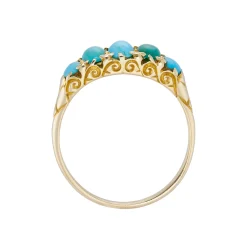 Tomfoolery Five Stone Engraved Turquoise Ring Clearance