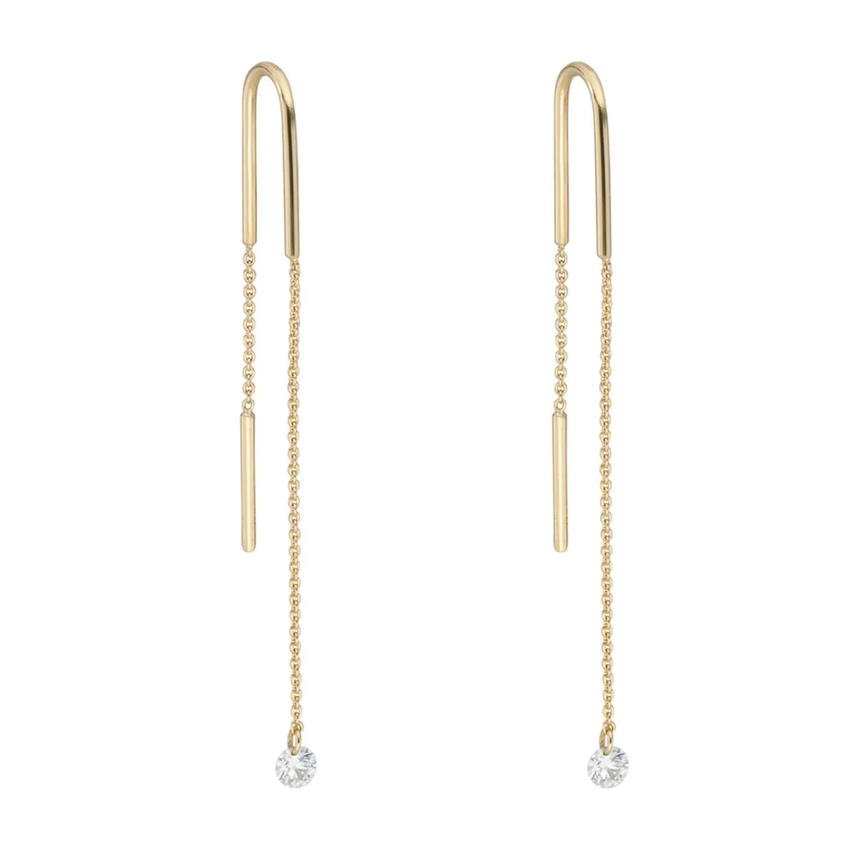 Tomfoolery Floating Diamond Threader Earrings New