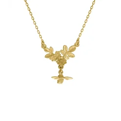 Tomfoolery Floral Cluster Drop Necklace with Bee New