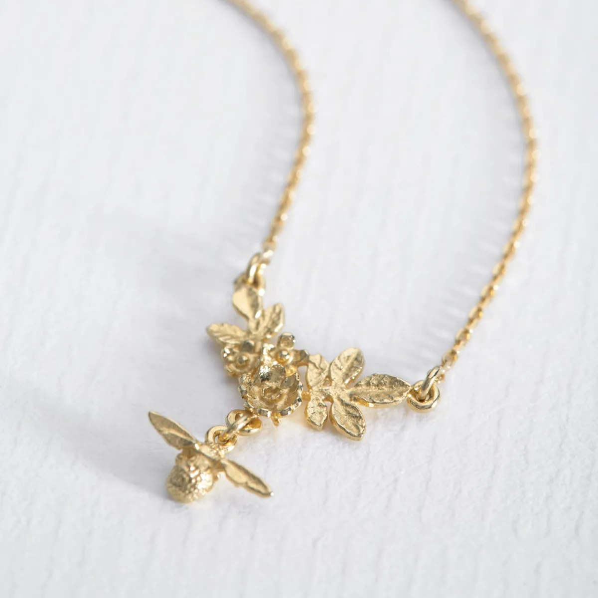 Tomfoolery Floral Cluster Drop Necklace with Bee New