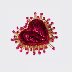 Tomfoolery Fuchsia Pink Mini Sparkle Heart Brooch Discount