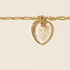 Tomfoolery Gabin N°2 Gold, Crystal & Sapphire Heart Necklace Sale