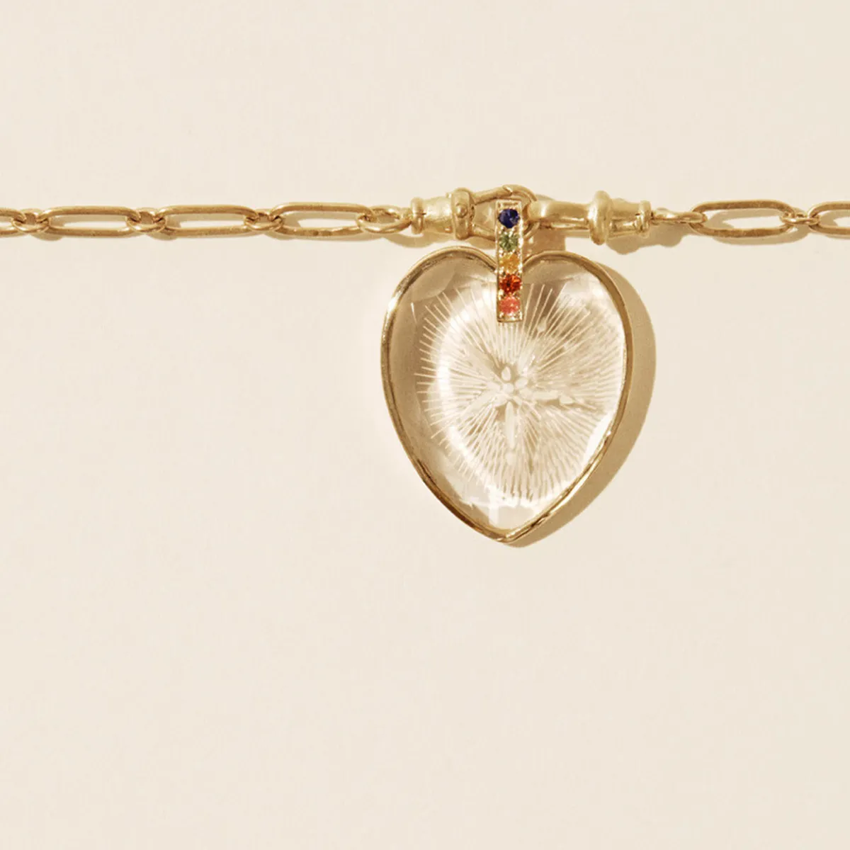 Tomfoolery Gabin N°2 Gold, Crystal & Sapphire Heart Necklace Sale