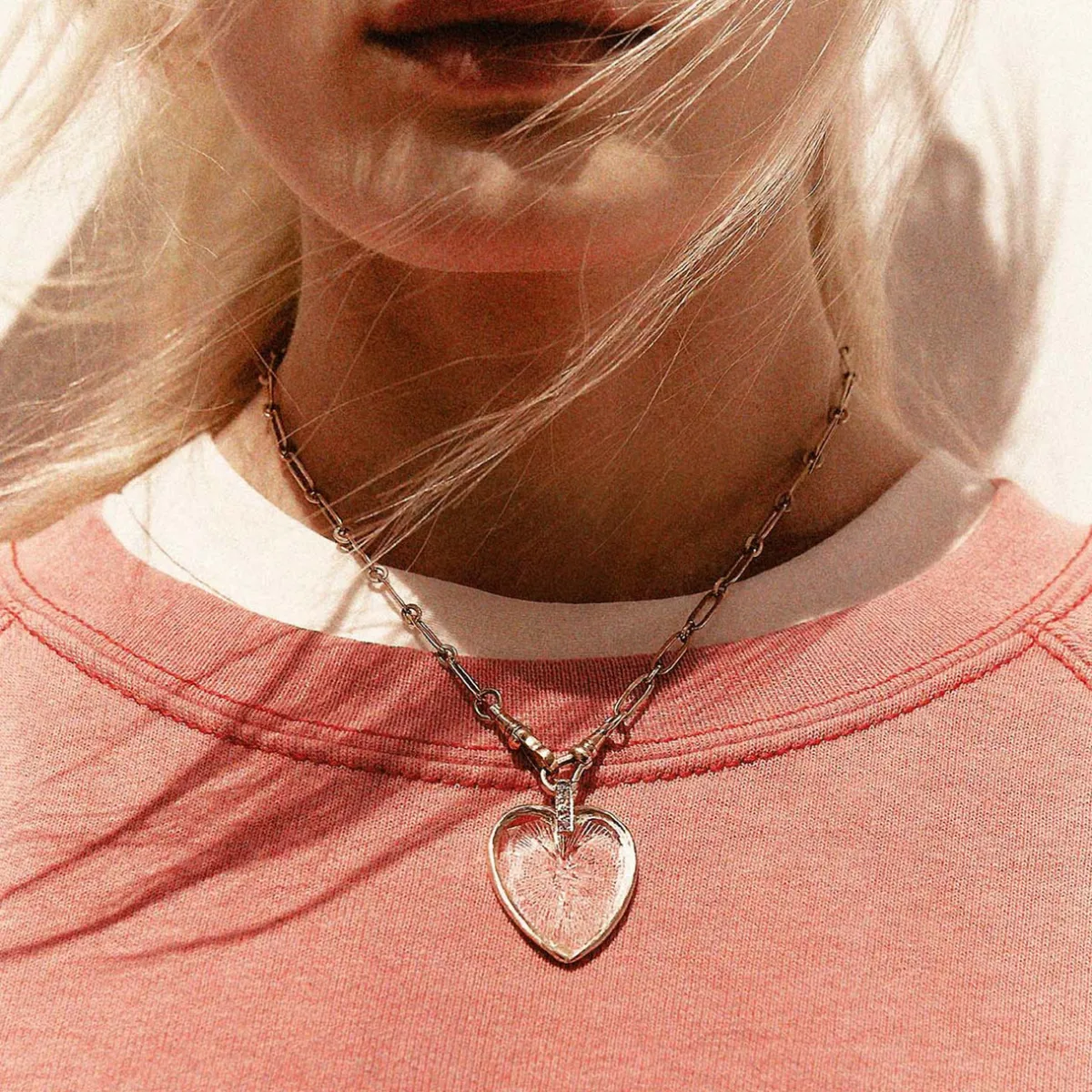 Tomfoolery Gabin N°2 Gold, Crystal & Sapphire Heart Necklace Sale
