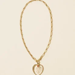 Tomfoolery Gabin N°2 Gold, Crystal & Sapphire Heart Necklace Sale