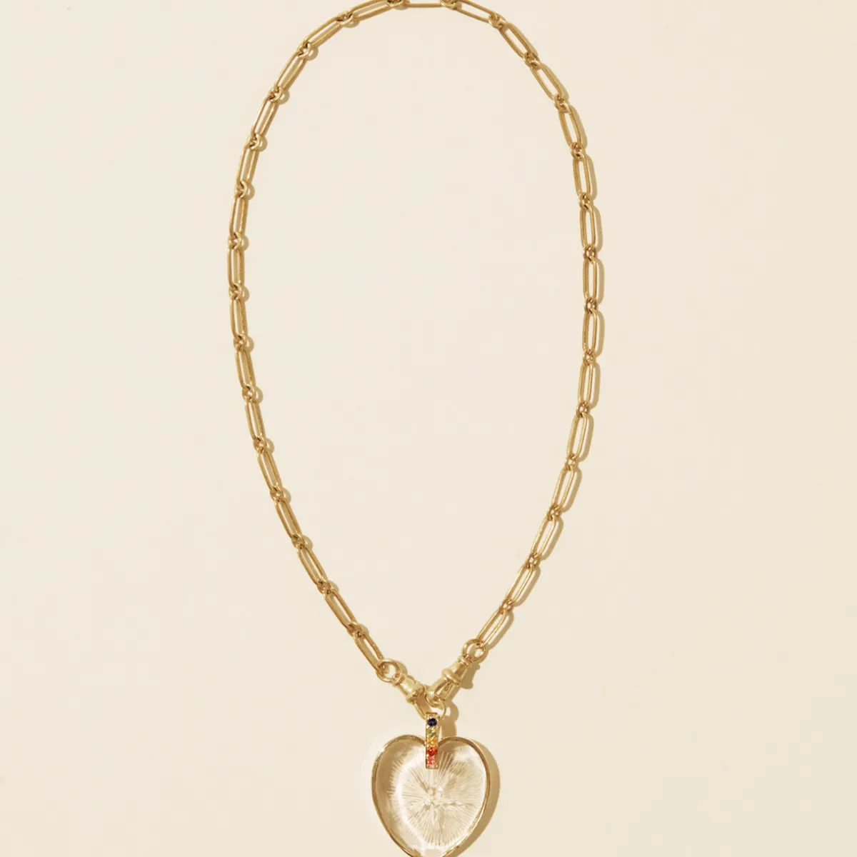 Tomfoolery Gabin N°2 Gold, Crystal & Sapphire Heart Necklace Sale