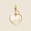 Tomfoolery Gabin No.2 Rainbow Sapphire & Gold Heart Hoop Earring New