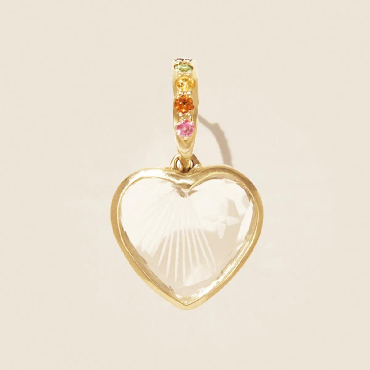 Tomfoolery Gabin No.2 Rainbow Sapphire & Gold Heart Hoop Earring New