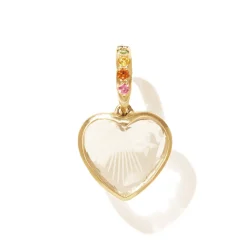 Tomfoolery Gabin No.2 Rainbow Sapphire & Gold Heart Hoop Earring New