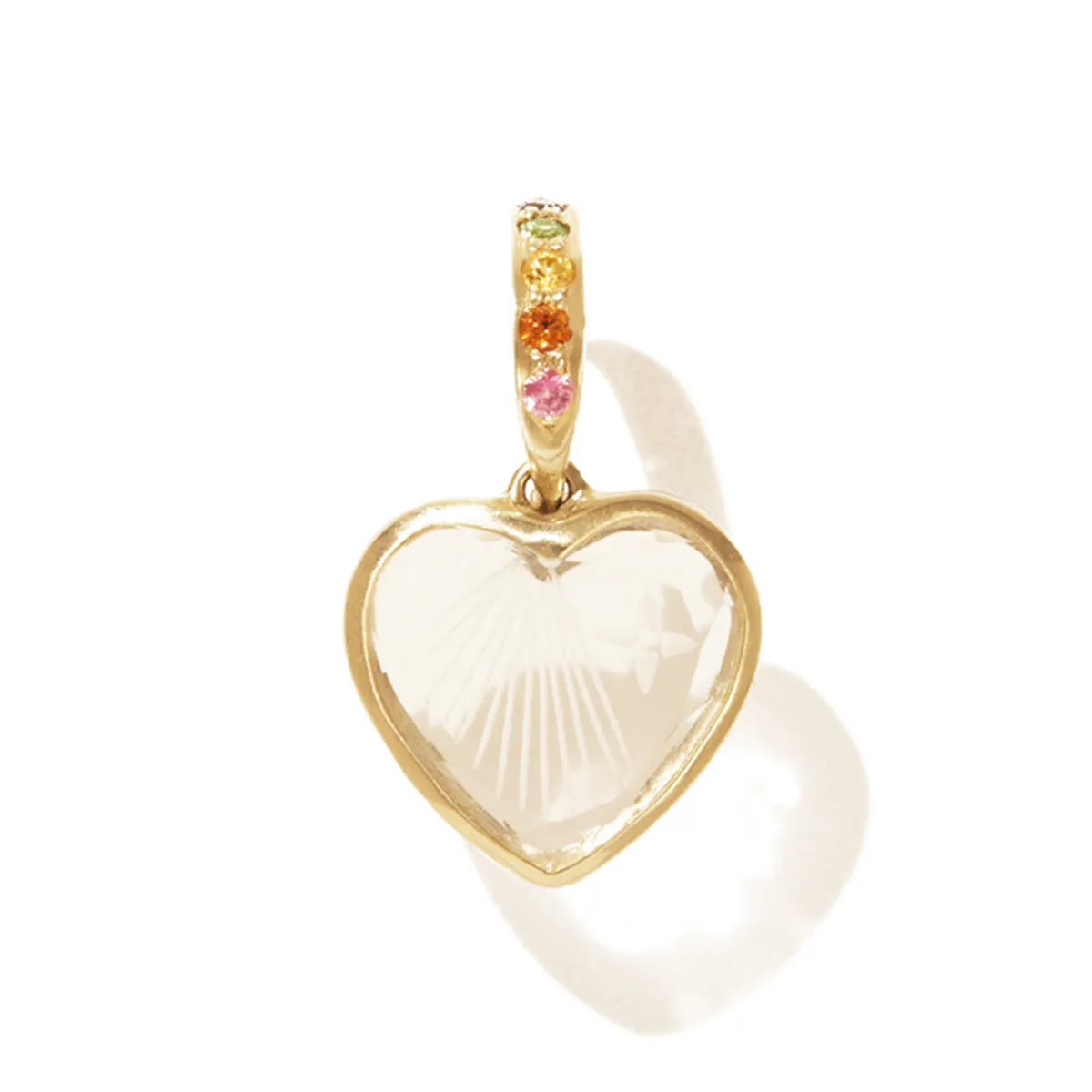 Tomfoolery Gabin No.2 Rainbow Sapphire & Gold Heart Hoop Earring New