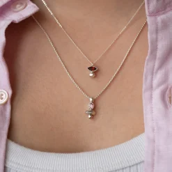 Tomfoolery Gea Column Necklace in Silver with Pink Tourmaline Hot