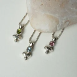 Tomfoolery Gea Column Necklace in Silver with Pink Tourmaline Hot