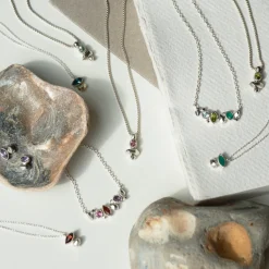 Tomfoolery Gea Column Necklace in Silver with Pink Tourmaline Hot