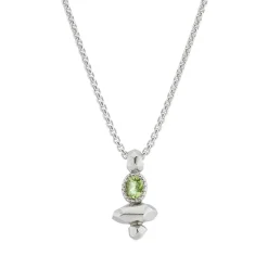 Tomfoolery Gea Column Necklace in Silver with Peridot New